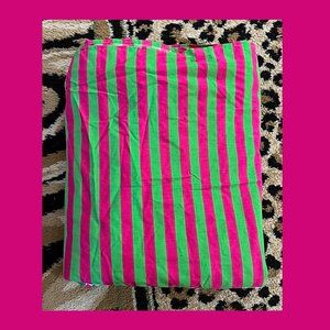 KOMBOZE! PINK AND GREEN STRIPED TWIN SIZE BED SKIRT